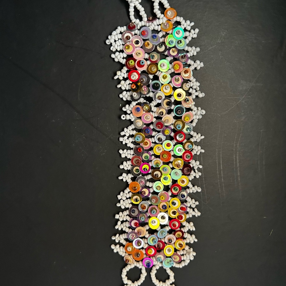 Colorful Beaded Sequin Statement Bracelet